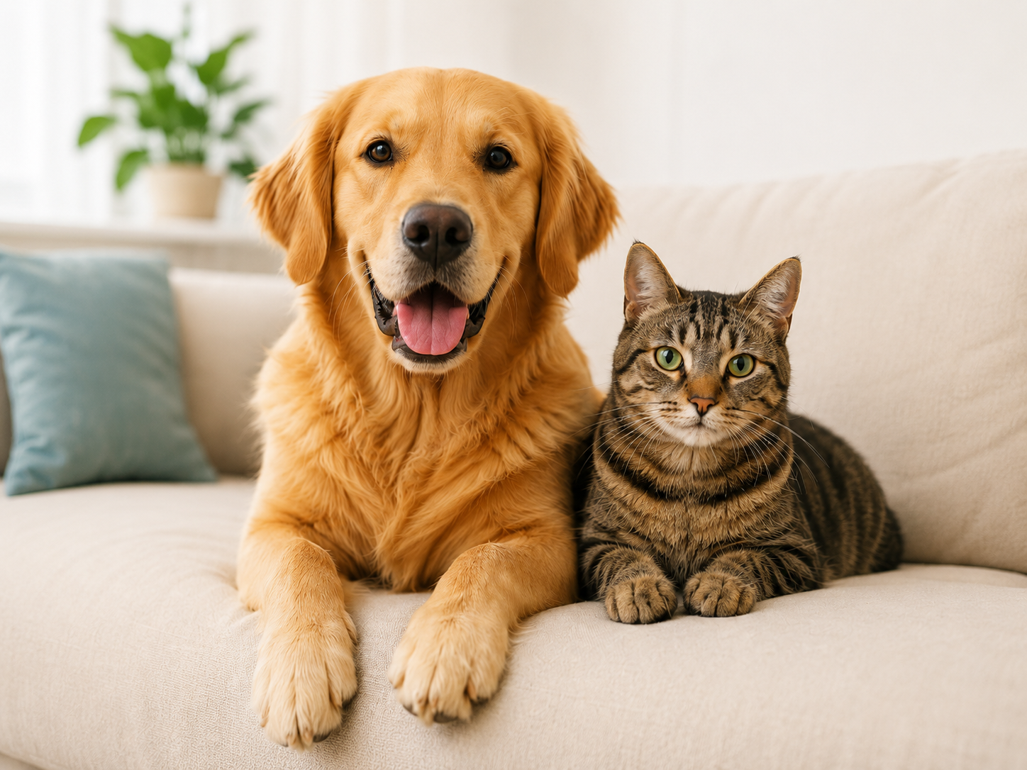 Perro y gato protegidos por un seguro de mascotas en Tenerife